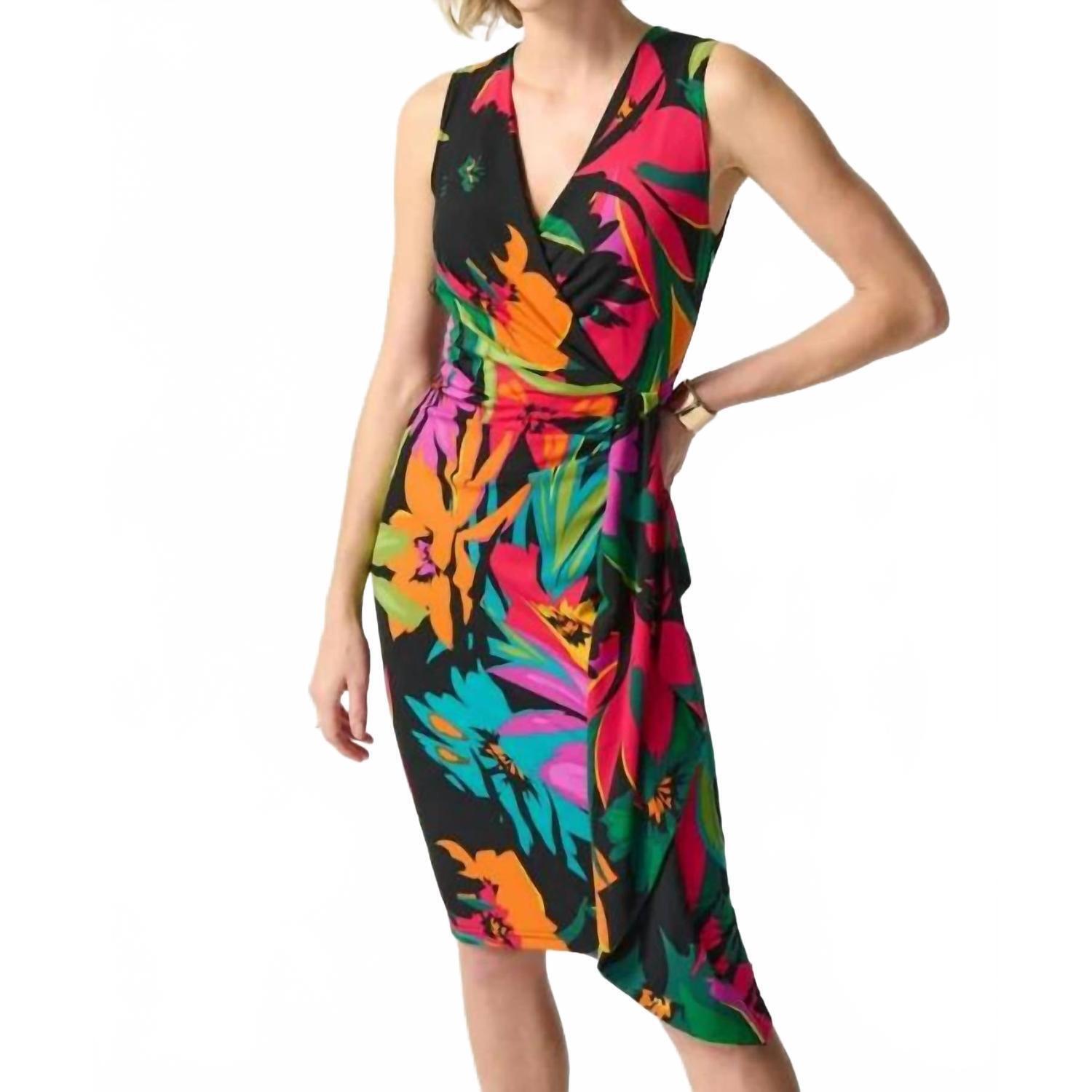 New Joseph Ribkoff Tropical Print Wrap Dress In Multi Print